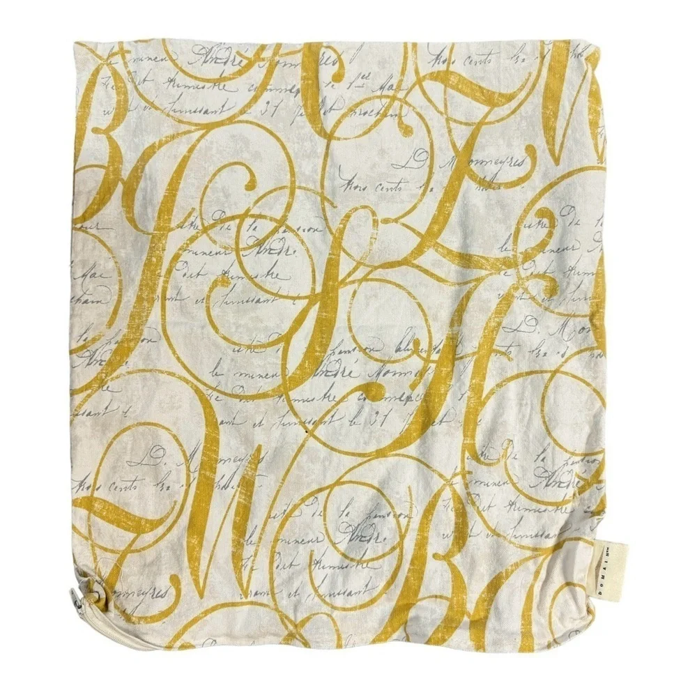 Cream and Yellow Script Throw Pillow Cover
